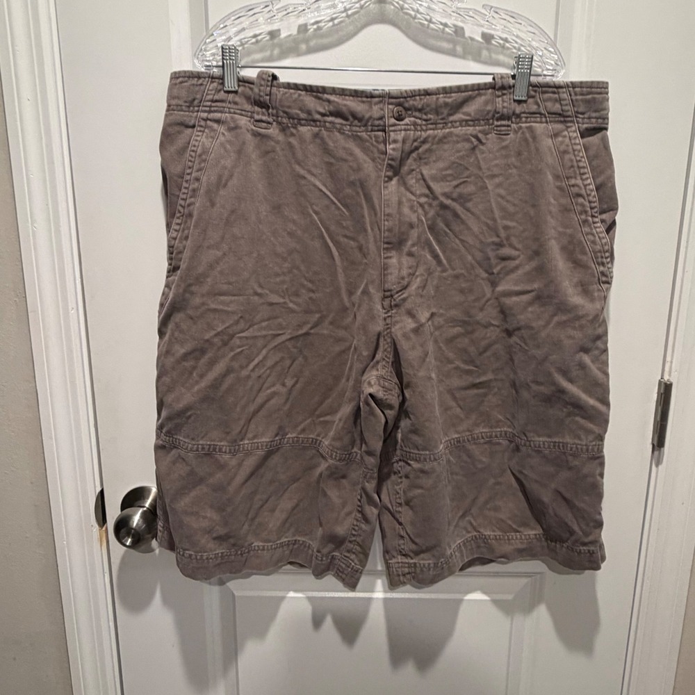 Life is Good Mens Shorts Brown 100% Cotton Twill Flat Front XXL